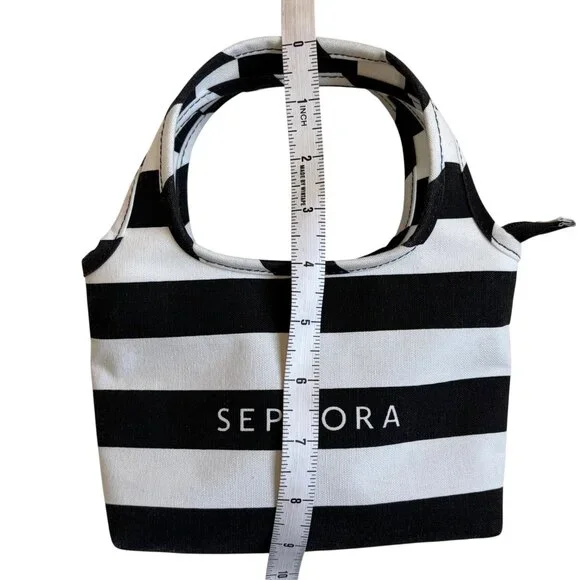 Sephora Favorites Black and White Mini Tote Bag with Handles - Picture 5 of 7